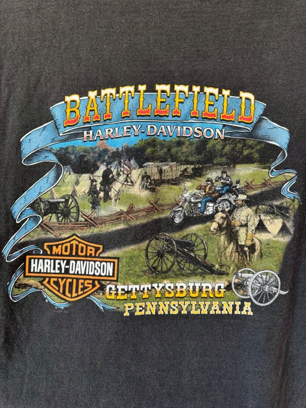 Harley-Davidson XL Long Sleeve T-Shirt Flames and Battlefield Gettysburg - Picture 7 of 9